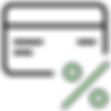 Green percentage symbol over black background, representing financial discount benefits.